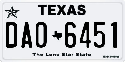 TX license plate DAO6451