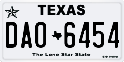 TX license plate DAO6454