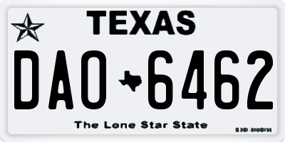TX license plate DAO6462