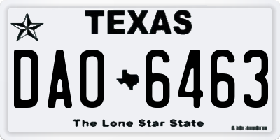 TX license plate DAO6463
