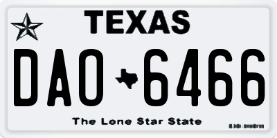 TX license plate DAO6466