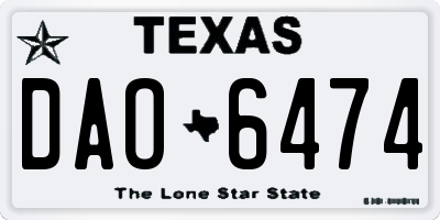 TX license plate DAO6474