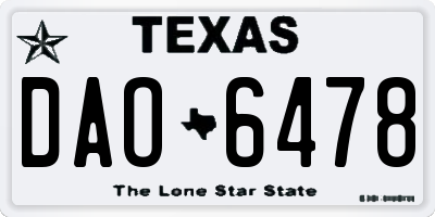 TX license plate DAO6478