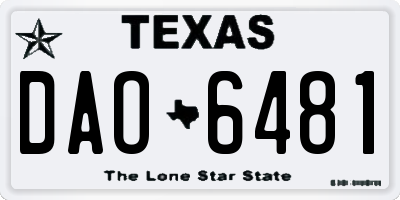 TX license plate DAO6481