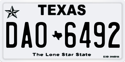 TX license plate DAO6492