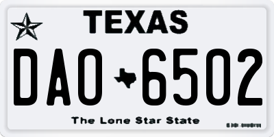 TX license plate DAO6502