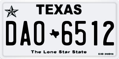 TX license plate DAO6512