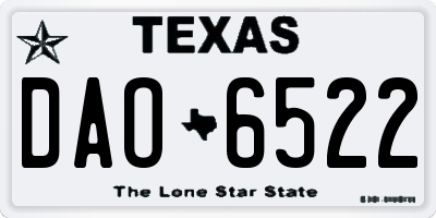 TX license plate DAO6522