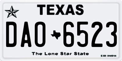 TX license plate DAO6523