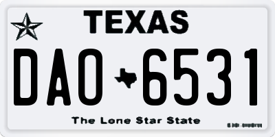 TX license plate DAO6531