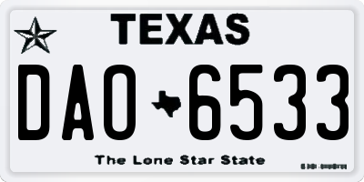TX license plate DAO6533