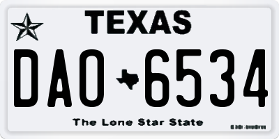 TX license plate DAO6534