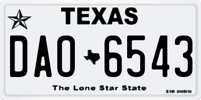 TX license plate DAO6543