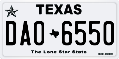 TX license plate DAO6550