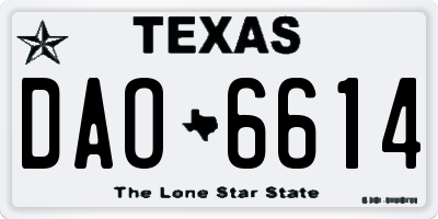 TX license plate DAO6614
