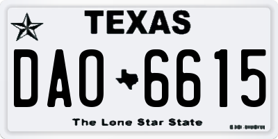 TX license plate DAO6615