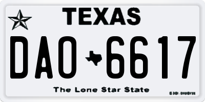 TX license plate DAO6617