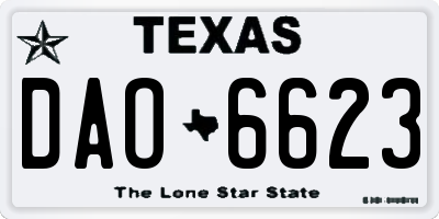 TX license plate DAO6623