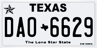 TX license plate DAO6629