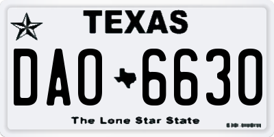 TX license plate DAO6630