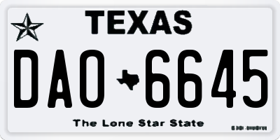 TX license plate DAO6645
