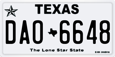 TX license plate DAO6648