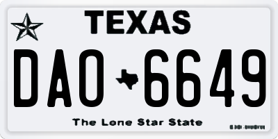 TX license plate DAO6649