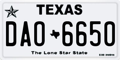 TX license plate DAO6650