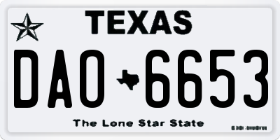 TX license plate DAO6653
