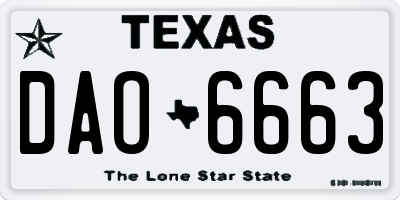 TX license plate DAO6663
