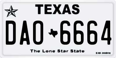 TX license plate DAO6664