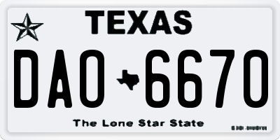 TX license plate DAO6670