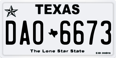 TX license plate DAO6673