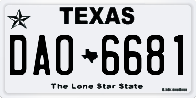TX license plate DAO6681