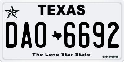 TX license plate DAO6692