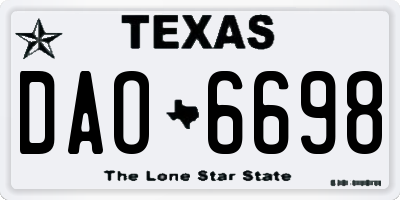TX license plate DAO6698