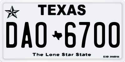 TX license plate DAO6700