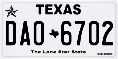 TX license plate DAO6702