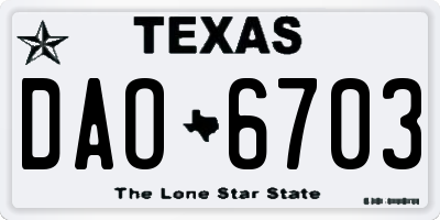 TX license plate DAO6703