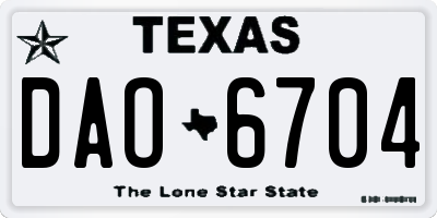 TX license plate DAO6704