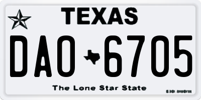 TX license plate DAO6705