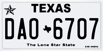 TX license plate DAO6707