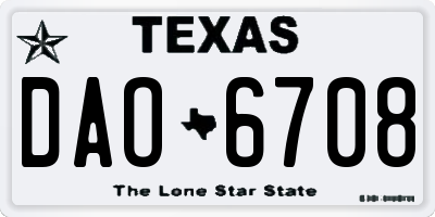 TX license plate DAO6708