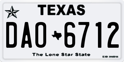 TX license plate DAO6712
