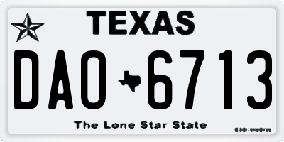 TX license plate DAO6713