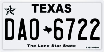 TX license plate DAO6722