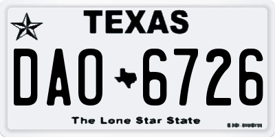 TX license plate DAO6726