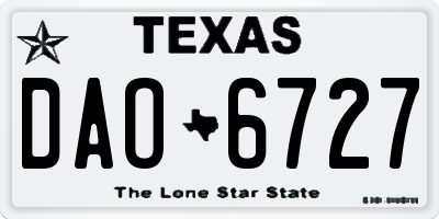 TX license plate DAO6727