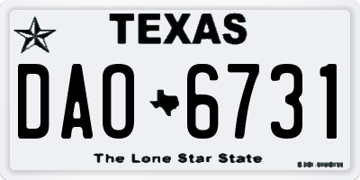 TX license plate DAO6731