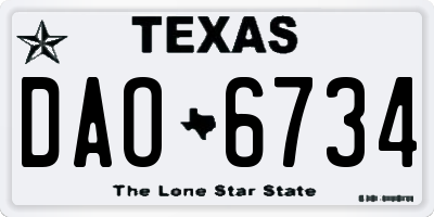 TX license plate DAO6734